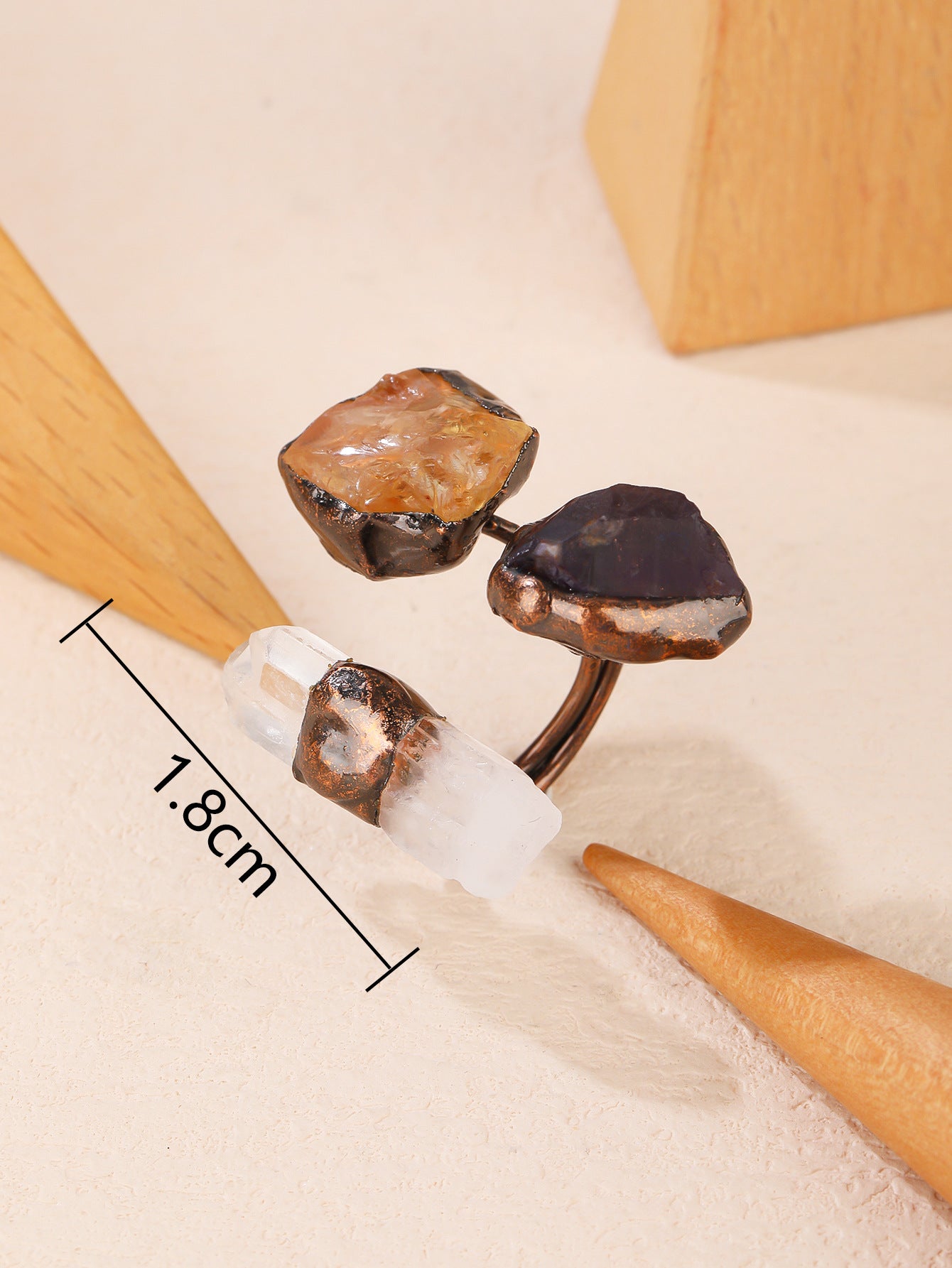 Wholesale Dark Vintage Crystal Raw Stone Ring